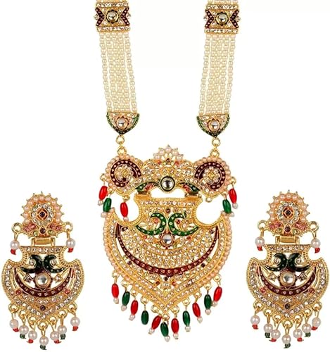 Primeriea Artificial Gold Platted Jewellery Rajputana Rajasthani Marwadi Style Antique Traditional Stylish Ethnic Wear Gold Plated Pendant Rani Haar Necklace Set Earrings For Women (Set Of 1) (2) (B0CPXS2SFY) Amazon Price History, Amazon Price Tracker