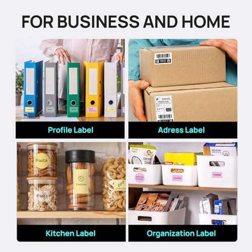 Image of POLONO PM220S Bluetooth Thermal Label Maker, Portable Sticker Printer with 2'' x 1.18'' Label Tape, Easy to Use Label Machine for Home Office Business, Cream