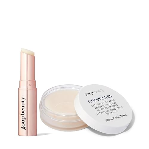 goop Beauty - Paquete de bálsamo labial y máscaras para ojos, 1 bálsamo labial hidratante transparente para labios agrietados, agrietados y secos,