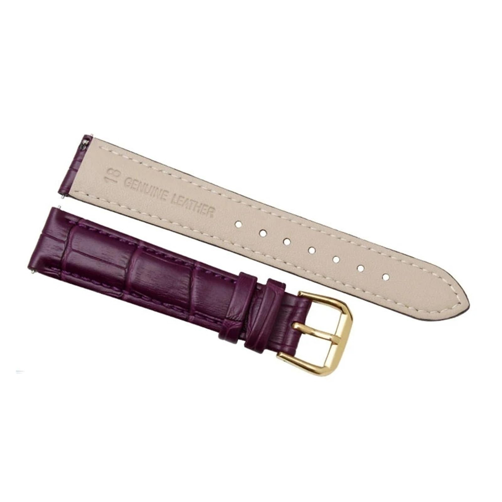 HuanJ Bracelet De Montre En Cuir De Remplacement 12 Mm, 14 Mm, 16 Mm, 18 Mm, 20 Mm, 22 Mm, Noir, Rouge, Motif Crocodile