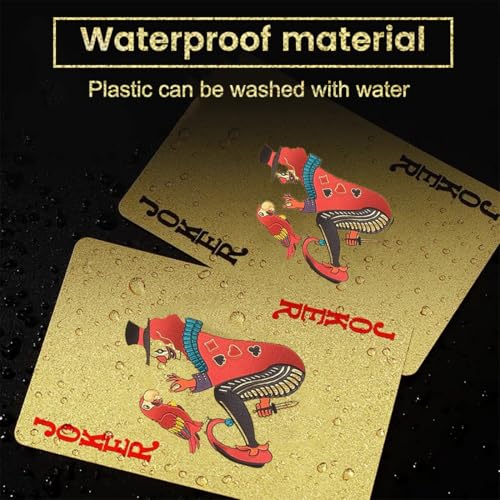 Wasserfest Spielkarten, 1 Decks Gold Diamant Kunststoff Pokerkarten, Poker Kartendeck, Plastik Pokerkarten für Canasta Blackjack Texas Bridge, Kartenspiele für Erwachsene – Bild 4