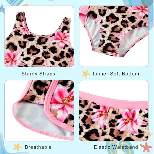 Image of TUONROAD Toddler Girls One Piece Swimsuit 2Pcs Bathing Suit Kids Swimwear with Short for 3-9