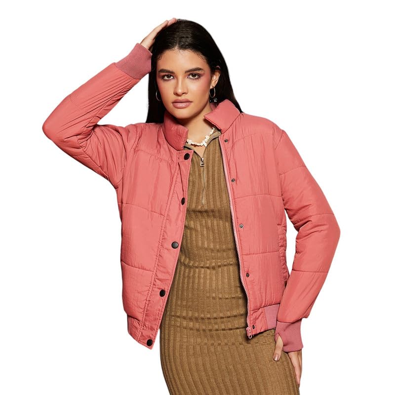Image of PINACOLADA Women's Fleece-Lined Biker Jacket for Casual Wear | Spread Collar | Long Sleeve | Zipper Closure | Jacket Crafted with Comfort Fit for Everyday Wear