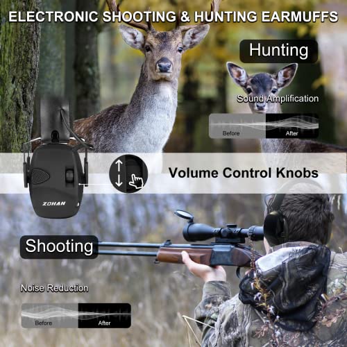 Image of ZOHAN EM054 Electronic Ear Protection for Shooting Range with Sound Amplification Noise Reduction, Ear Muffs for Gun Range