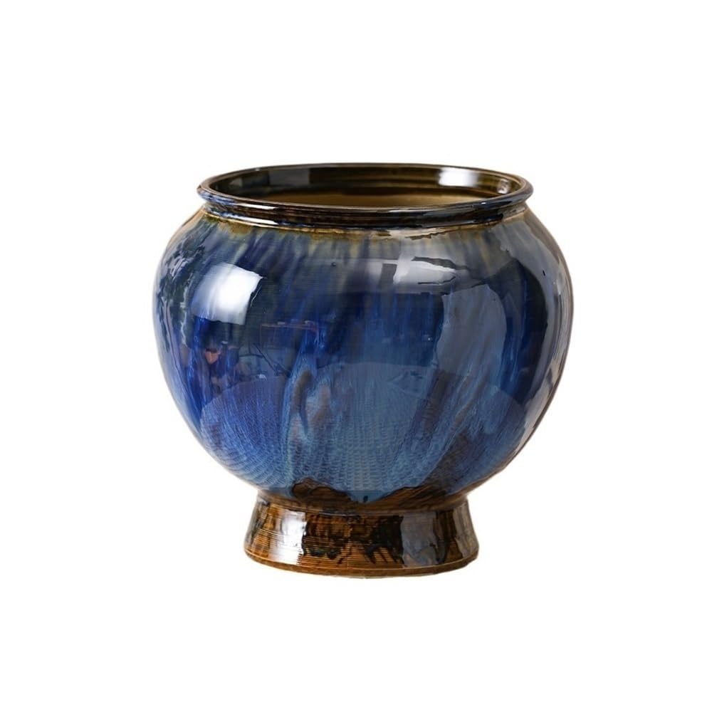 Kx9lb8d Blue Flower Planters Household Retro Chinese Flow Glaze Tall Planter Green Plant Pot Living Room Ornament