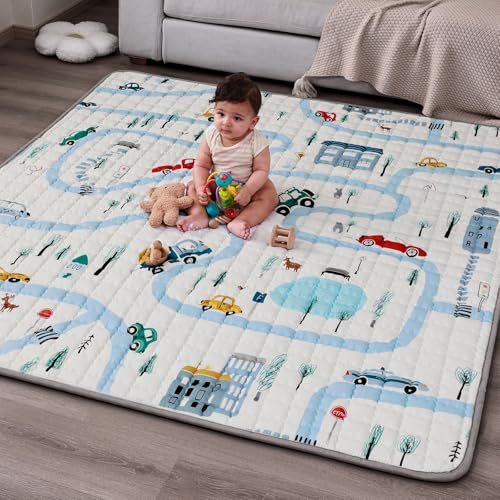 Image of WONDAY Thick Baby Play Mat,71x59 Baby Pay Mat for Floor Foldable Kids Crawling Mat for Babies 6-12 Months, Infant Baby Playpen Mat for Toddlers 1-3