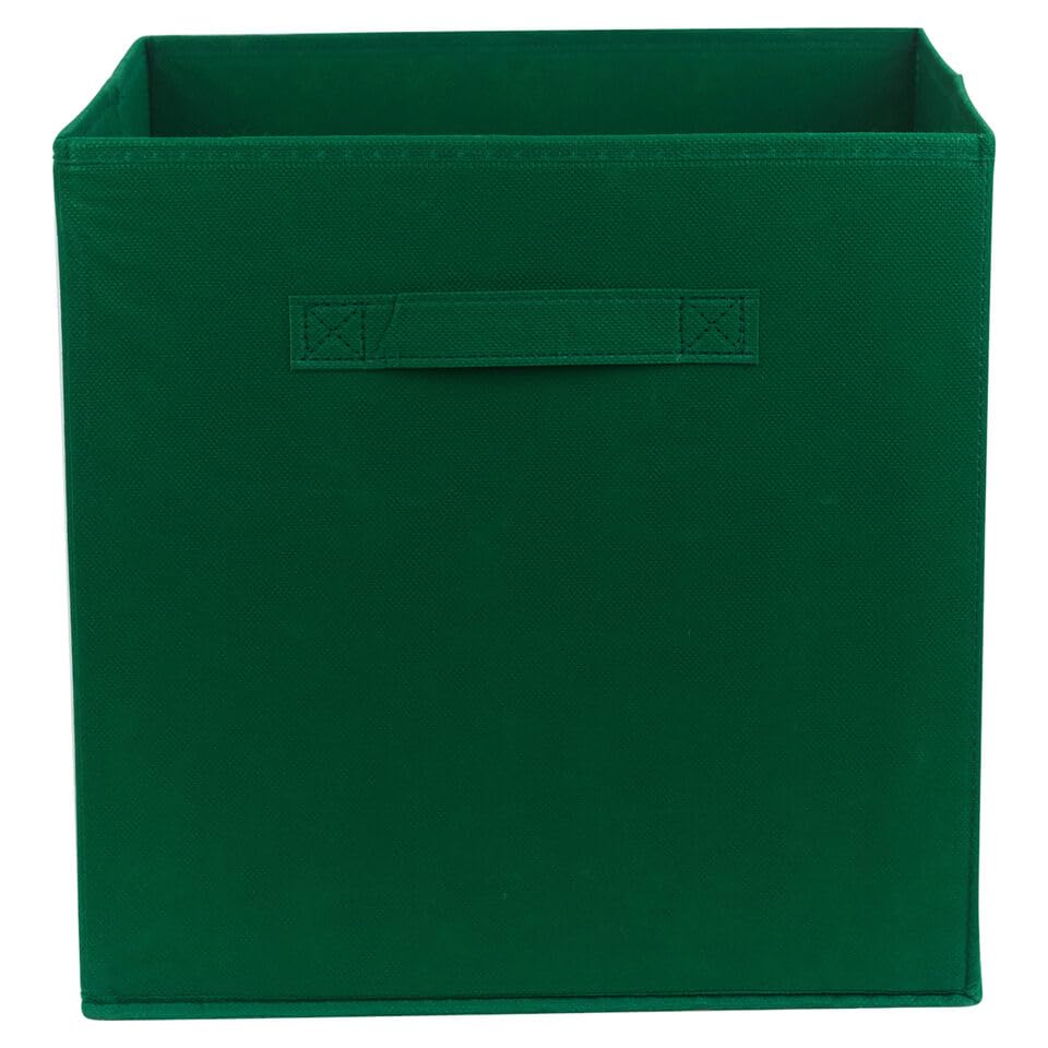 URBNLIVING 4 Pcs Foldable Fabric Cube Storage Boxes Collapsible Folding Box Fabric Cubes Organisers for Kids Playroom Toys Magazines Nursery Items Clothes Art & Craft Supplies (Basil) — image 1