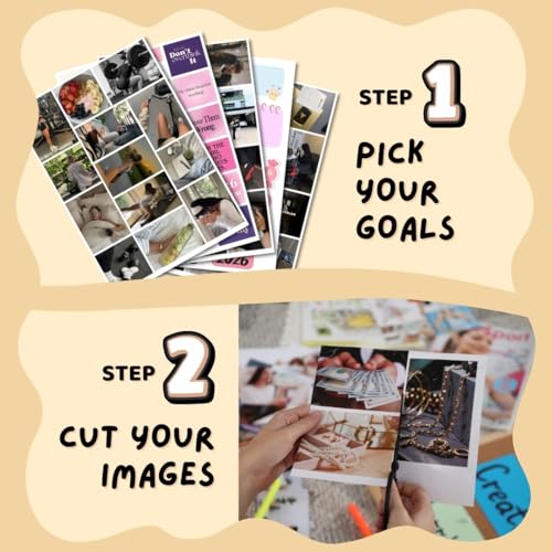 Image of Manifestation Poster | 2026 Vision Board Supplies (200+ Elements, 12 A4 Sheets, A4 Board with Hook) Aesthetic | Life Goals Quotes Daily Affirmations for Women | Manifestation Posters | Manifest Dream Life Poster for Wall