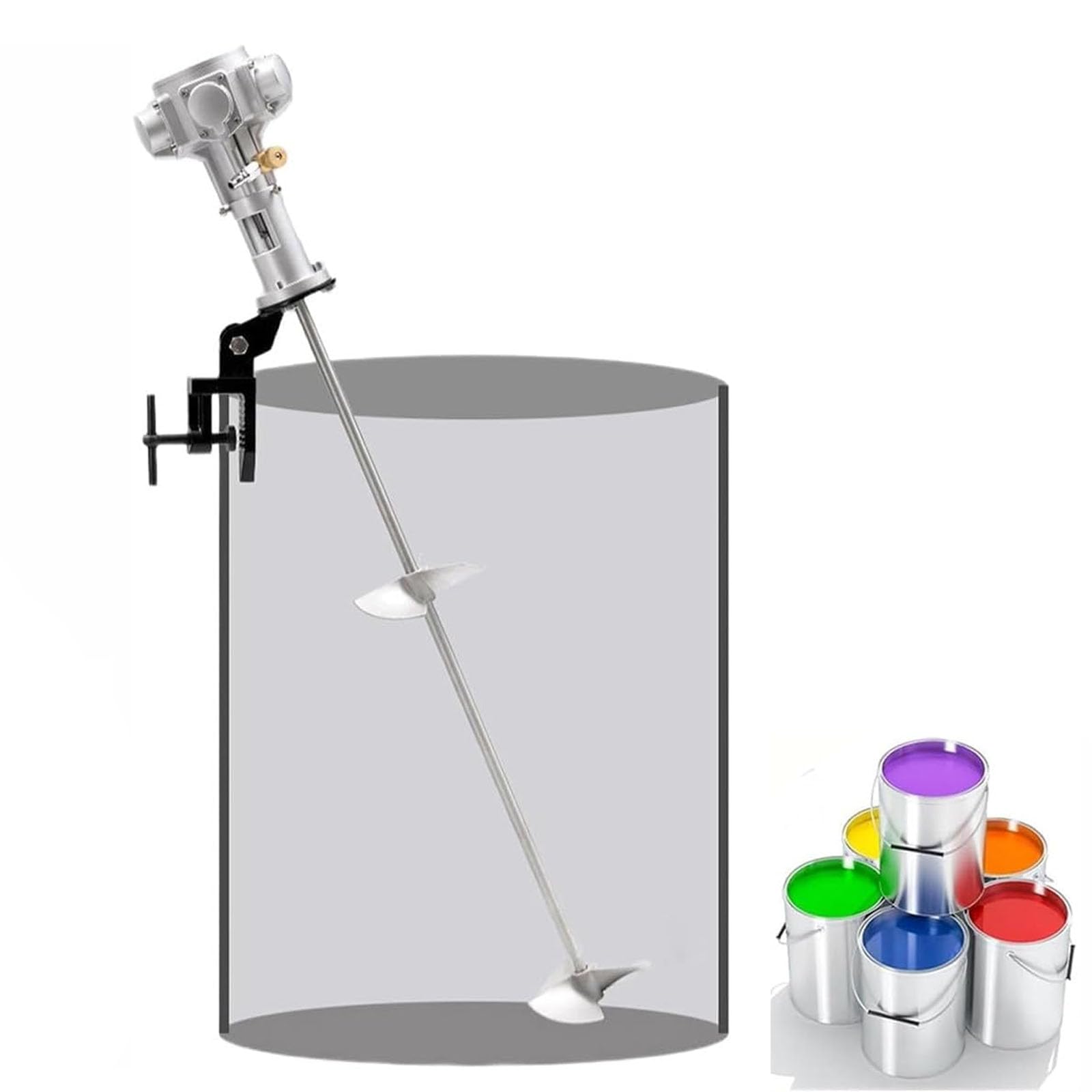 Agitador Neumático, Agitador Industrial, Mezclador De Barril Con Abrazadera, Agitador De Aire, Herramienta Para Mezclar Pintura, Agitador Neumático De 55 Galones - 3/4 Hp, Mezclador De Pintura De Air