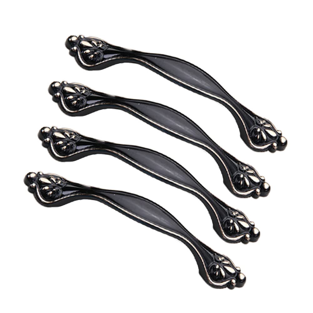Poignées d'armoire rétro noir (lot de 4) - Boutons de meuble style Black G pour tiroir cuisine