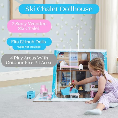 Delta Children Ski Chalet A-Frame Dollhouse - Includes 15 Accessories - Fits 12-inch Dolls - Pretend Play Dream Gift for Ages 3+ - image 2