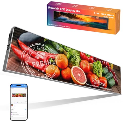 Image of LEDLightsWorld P1.86 Fine Pixel Pitch LED Display, Programmable LED Sign for Business, Full Color Digital Message Board with App Control, Indoor Digital Signage Display for Store Window, Restaurant, Bar, Office