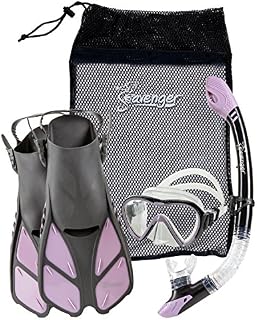 Seavenger Diving Dry Top Snorkel Set with Trek Fin, Single Lens Mask