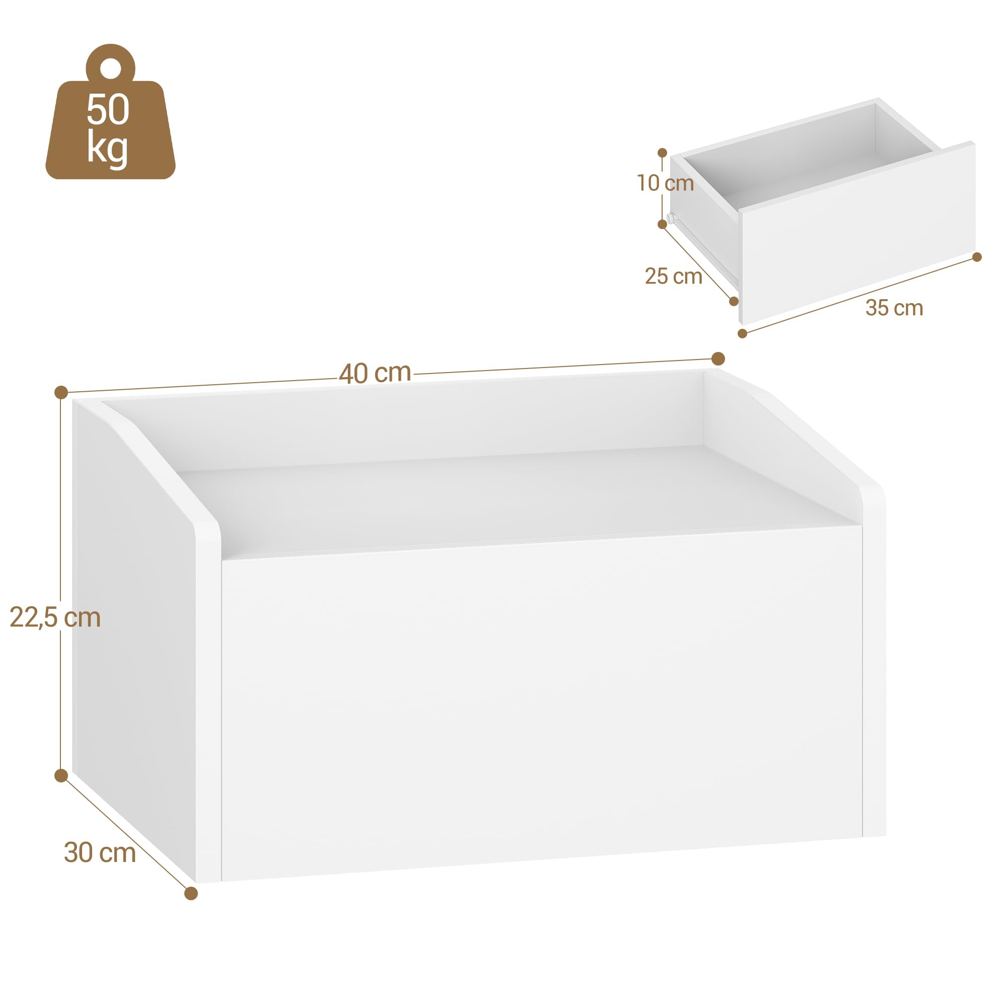 Hzuaneri Table de Chevet Suspendue,Table de Nuit Murale avec Éclairage LED
