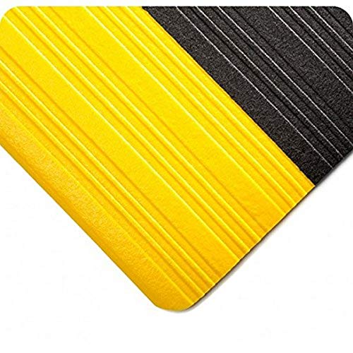 Wearwell 451.38x3x10BYL Tuf Sponge Mat, 10' Length x 3' Width x 3/8" Thick, Black with Yellow #1