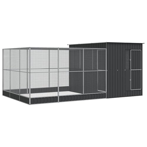 vidaXL Pajarera con extensión Acero Plateado 497x303x216 cm