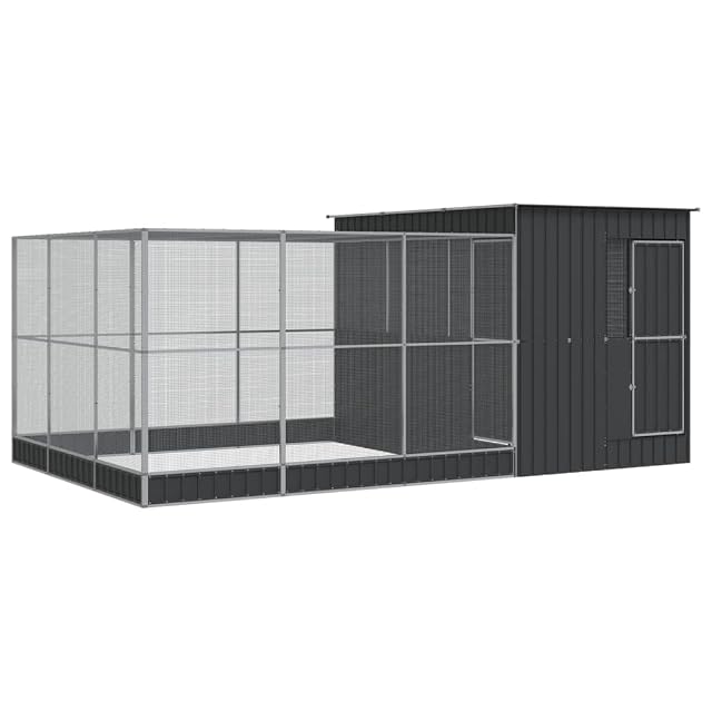vidaXL Pajarera con extensión Acero Plateado 497x303x216 cm