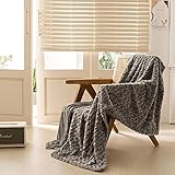 Simple&Opulence Plush Fluffy Throw Blanket Tridimensional Rose Pattern - 50'x 60' - Reversible Dual Sided Soft Warm Microfiber Cozy Chic Shaggy Cuddly for Home Décor Couch (Grey)