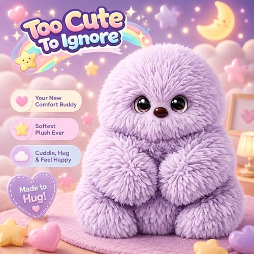Image of MONEX Garments Cute Fluffy Plush Toy Set for Kids, Soft Kawaii Stuffed Animal Doll for Bedroom Decor & Gift, Pastel Purple Pink White Plushies