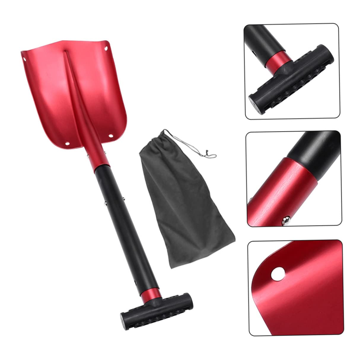 Abaodam Pelle à Neige Pliante Rouge pour Voiture en Alliage D’Aluminium | Design Détachable, Rangement Facile, Usage Hiver et Saison Neige, Format Léger pour Déneigement Rapide