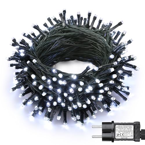 Joomer Guirlande Lumineuse Extérieure Noel, 10M 100LED Deco Noel Exterieur, 8 Modes lampe led Blanc Froid avec Minuterie pour Rideau Intérieur Sapin Camping Jardin Fenêtre Mariage Fête