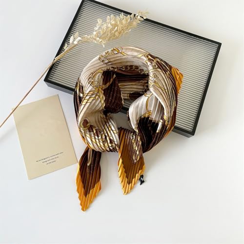 Yizelli Pleated Rhombus Neckerchief for Women Girls Fashion Polyester Head Scarf2