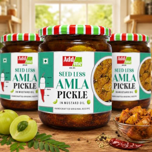 Image of Add me Seedless Amla Pickle 500gm | Immunity Booster Amla ka Achaar | Natural & Fresh Amla Ka Achar In Glass Jar
