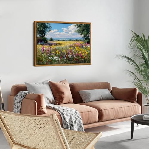 Image of Wildflower Wall Art Flower Meadow Landscape Wall Decor Abstract Flowers Pictures Wall Decor Vintage Farmhouse Floral Canvas Prints Countryside Artwork for Living Room Bedroom Home Decoration 24x36 inch