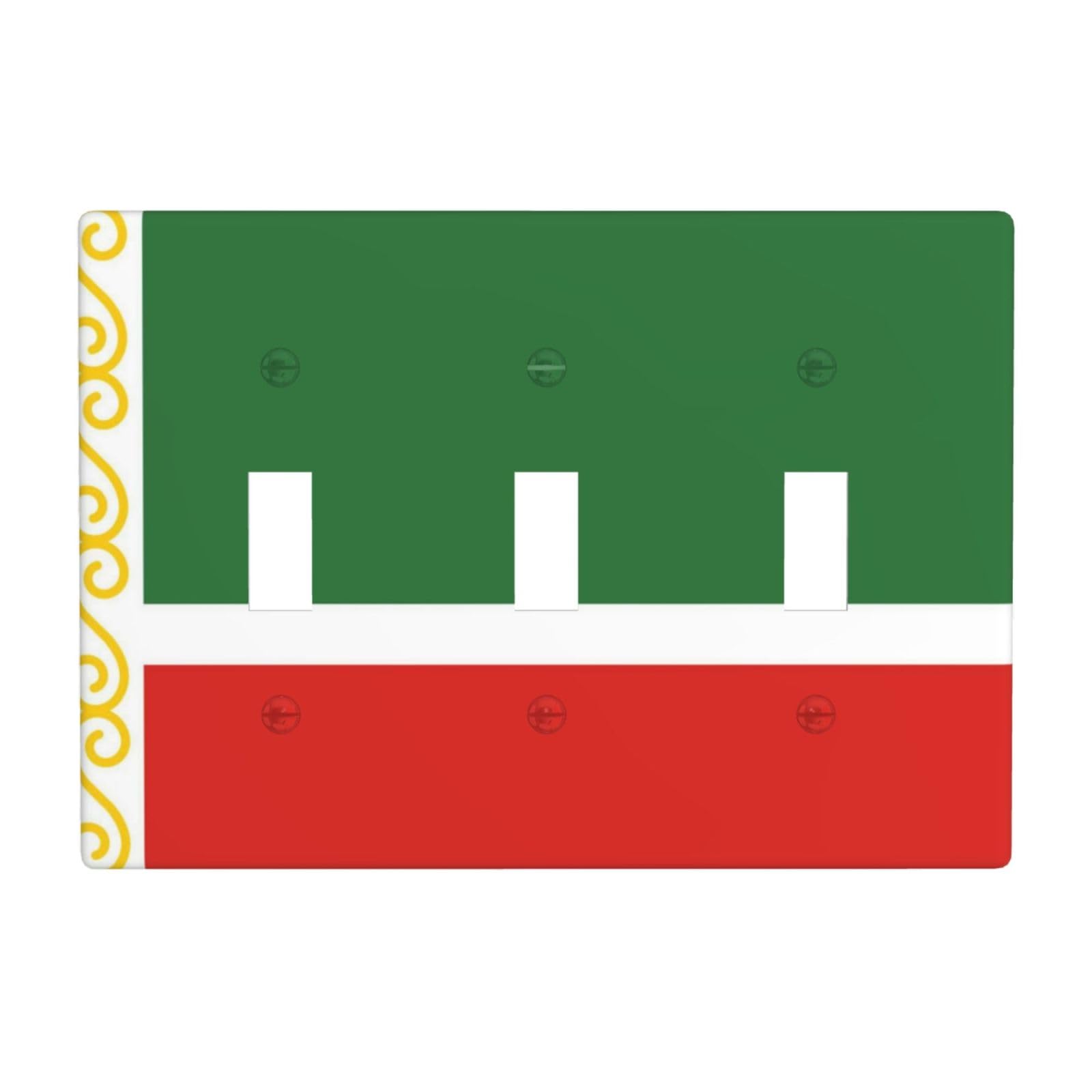 Flag of Chechnya 3 Gang Switch Plate Cover-Unbreakable Polycarbonate Wall Plate, Heat Resistant Toggle Switch Decor for Home