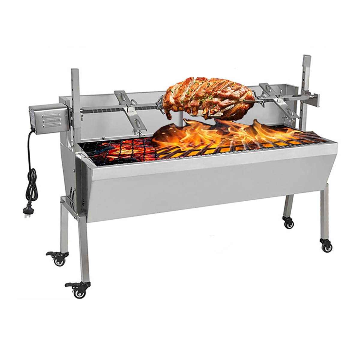 Grill rożnowy, w pełni automatyczny silnik 15 W, pojemność 29,9 kg, grill na węgiel drzewny rożen na kemping do kuchni na zewnątrz ognisko impreza