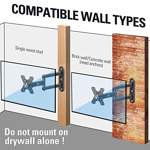 Mounting Dream Ul Listed Full Motion Monitor Wall Mount Tv Bracket For 10-26 Inch Led, Lcd Flat Screen Tv And Monitor, Tv Mount With Swivel Articulating Arm, Up To Vesa 100X100Mm And 33Lbs Md2463 #TOP5