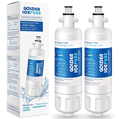 GOLDEN ICEPURE ADQ36006101 Replacement for LG LT700P, 2Pack, 469690, ADQ36006102 LFX31945ST, LFX31925ST, LFX30766S, LFXC24726, LFXS24623, LSFXC2476S, WSL-3, Refrigerator Water Filter