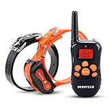 Dog Training Collar, Depstech Rechargeable and 100% Waterproof 330 yd Remote LCD Shock Collar with Vibration/Shock/ Beep Mode for All Sized Dogs