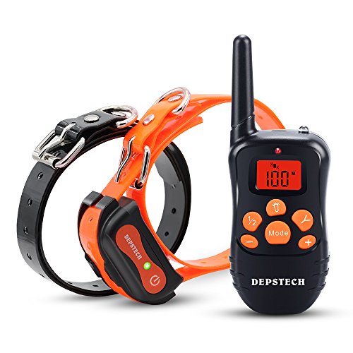 DEPSTECH Dog Training Collar, Rechargeable and 100% Waterproof 330 yd Remote LCD Shock Collar with Vibration/Shock/Beep Mode for All Sized Dogs