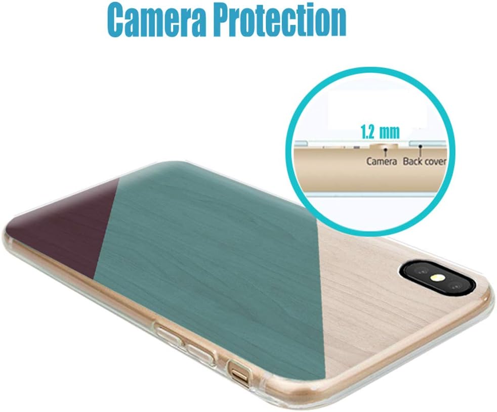 iPhone Xs Case Cute,iPhone X Case Cool,iPhone 10 Case,ChiChiC Slim Flexible Soft Rubber TPU Clear Case Cover with Design for Apple iPhone Xs X 10,Geometric Green Blue Teal Purple Brown Wood Grain