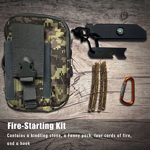 Qsxou Fire Starter Survival Tool, Portable Outdoor Magnesium Ferro Rods Striker,Flint And Steel With 16,000 Strikes,Multi-Use Kits With Sports Bag & Hook For Camping, Hiking And Backpacking #TOP6