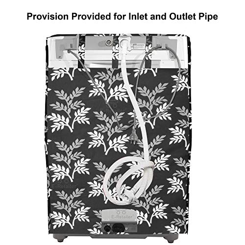 Image of Washing Machine Cover for Top Load 5kg to 7.5kg | Light Weight Dustproof Polyester Cover with Zip Enclosure | Leaf Fully Automatic Washer Protector Indoor Outdoor Use- Size 23x23x35 inch
