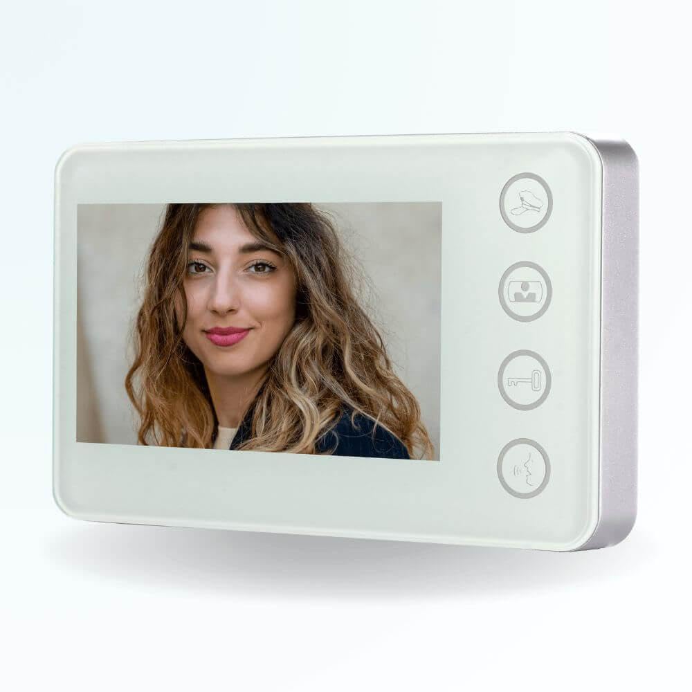 Portier interphone vidéo Modern 2 Fils - 2 Appartements - 2 écrans Blancs - avec Lecteur de Badge