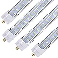 BSK.BESTKA (10-Pack),8 Foot LED Bulbs,120W 19000lm 6000K Cold White, Super Bright, T8 T10 T12 LED Tube Lights, V Shaped 8FT LED Tube Light 270 Angle,FA8 Single Pin LED Lights, Clear Cover