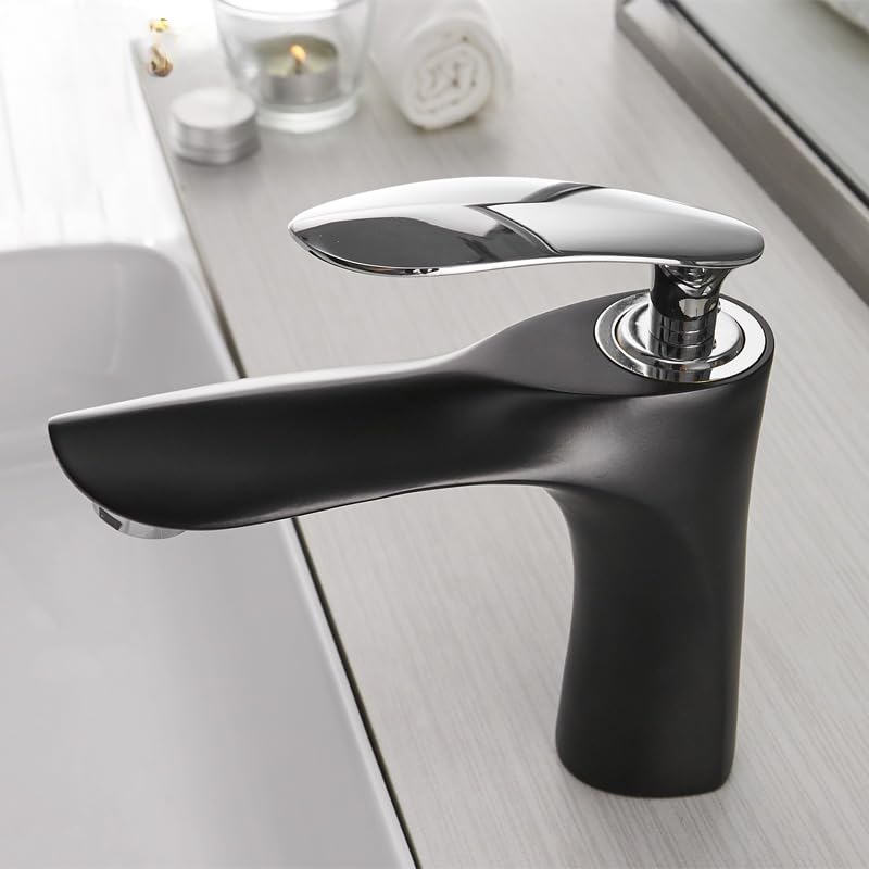 Grifos de lavabo mezclador monomando blanco para agua fría y caliente modelo 20055