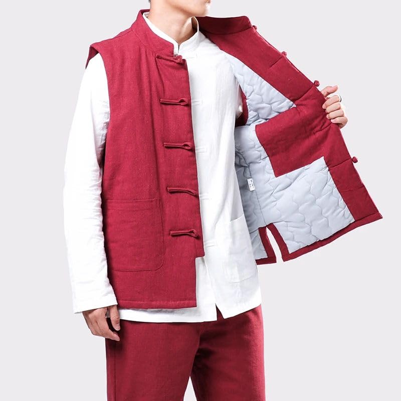 Chaleco de lino vintage acolchado con algodón confección premium tradicional Hanfu 5