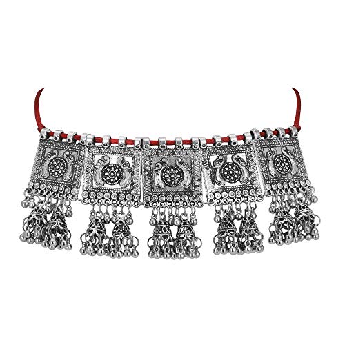 Jwellmart Indian Oxidized Polish Peacock Designer Statement Thread Choker Necklace Fashion Jewelry for Women