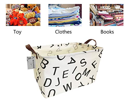 Image of Rectangle Storage Basket Cute Canvas Organizer Bin for Pet /Children Toys, Books, Clothes Perfect for Rooms /Playroom (Alphabet)
