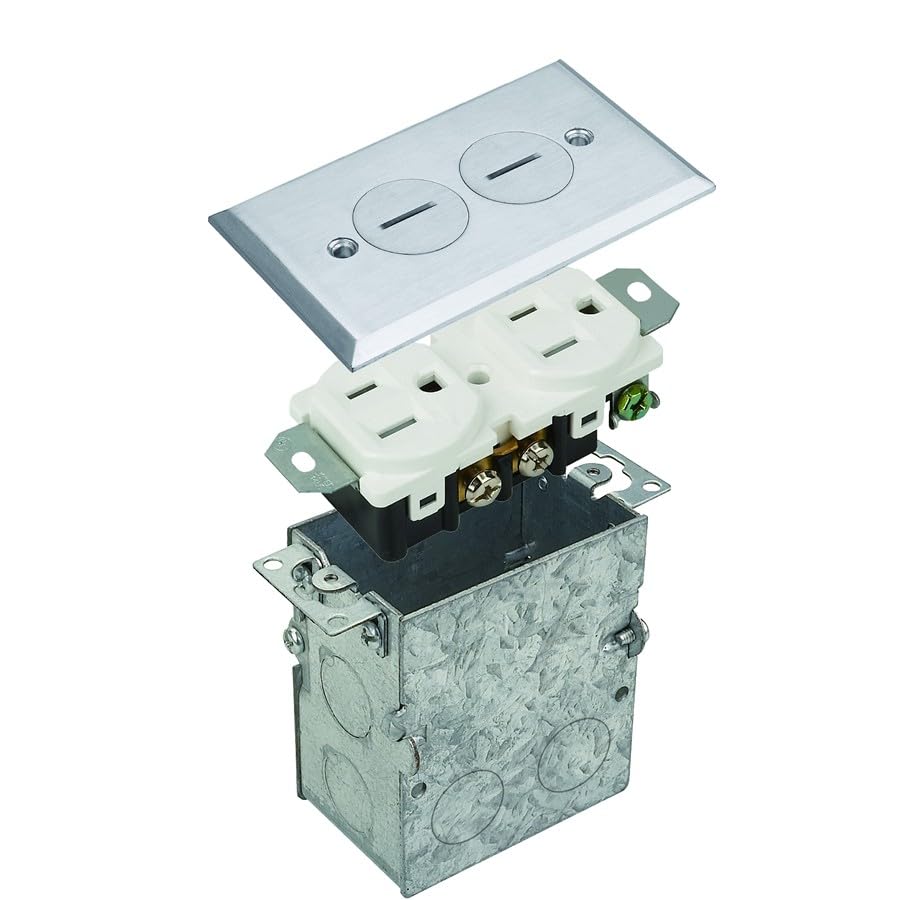 Morris 84003 Residential Floor Box, Screw Lid, Nickel Plated Brass, White Receptacle, 1-Pack