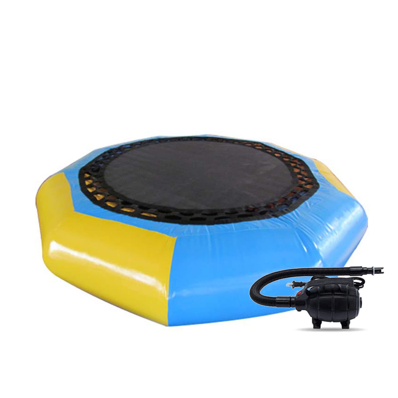 Hamaca inflable para cama elástica de agua con inflador eléctrico, escalera de cuerda, cuerdas de amarre, ancla, plataforma de salpicaduras para diversión en la piscina y el lago