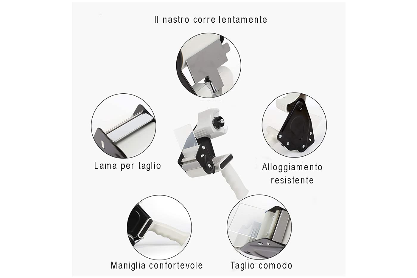 Pistola per Nastro Adesivo da Imballaggio Dispenser Tendinastro Magazzino Nastri