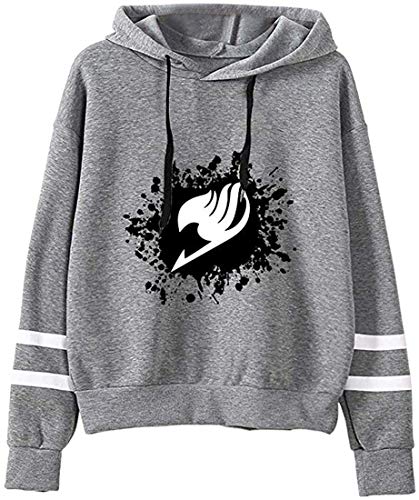 FLYCHEN Femme Sweats à Capuche Fairy Tail Adulte Cosplay Manches Longues(Gris-MLogo, L)