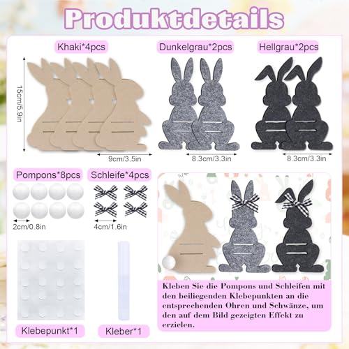 8 Stück Ostern Geldgeschenke Set,Osterhasen Geldgeschenke Verpackung,Osterhasen Geldgeschenk Hüllen Zum Verpacken Von Oster-Geldscheingeschenken,Kreative Osterdekorationen aus Filz Geldklammern