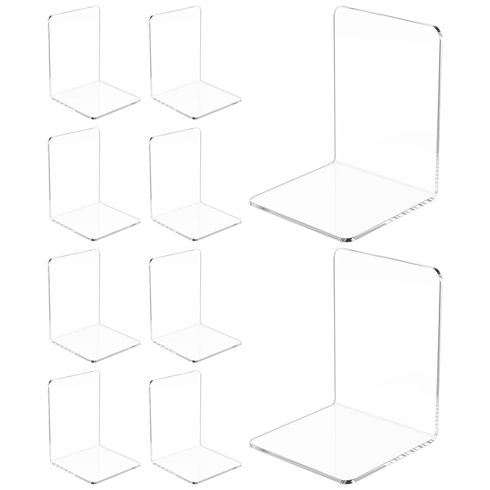 Bookends 10Pcs Transparent Bookends L-Shaped Desktop Decorative Storage Rack Stable Support Book Stand Easy To Access For Office