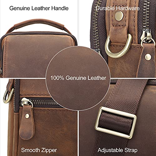 Image of Augus Genuine Leather Small Messenger Bag Crossbody